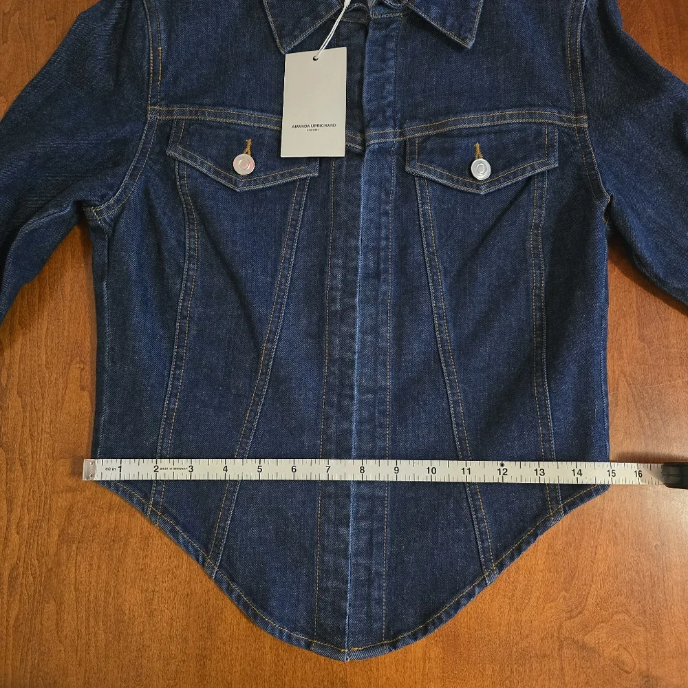 NWT Amanda Uprichard Bristol Denim Top in Dark Blue Heritage Wash - Sz Medium - Picture 11 of 16